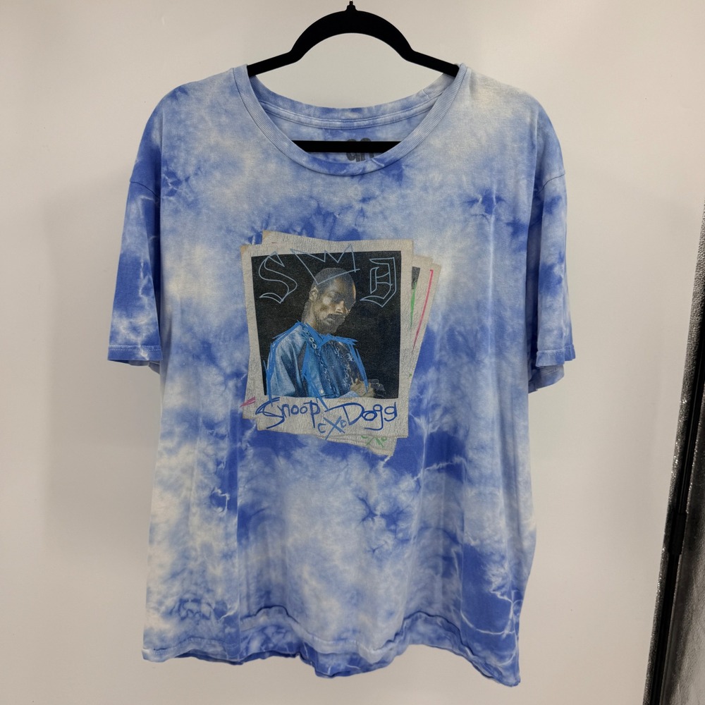 90s Legends Snoop Dogg Blue Tie Dye Graphic T-Shirt Mens 2XL Hip Hop Rap Tee